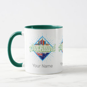 Caneca Auckland Nova Zelândia retro skyline vintage