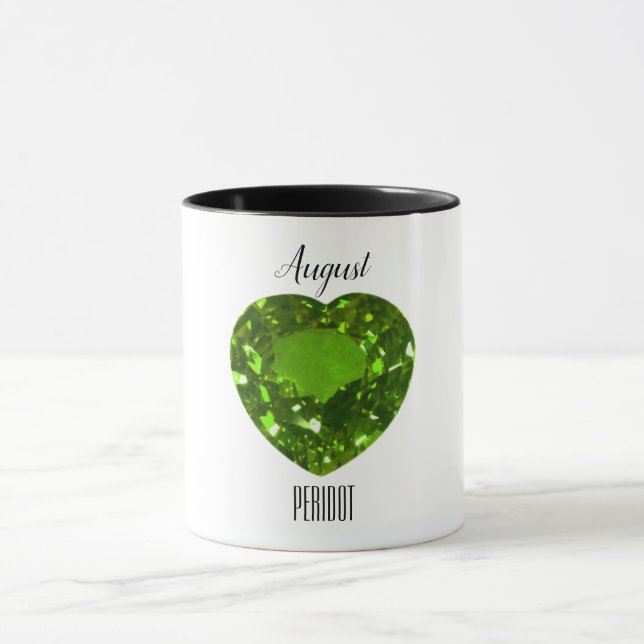 Caneca August Birthstone Peridot Gemstone Art (Centro)