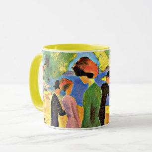 Caneca August Macke art: Mulher em uma Jaqueta Verde
