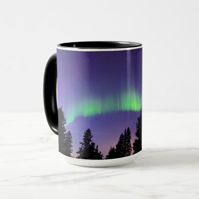 Caneca Aurora Boreal & Árvores | Manitoba, Canadá (Frente Esquerda)