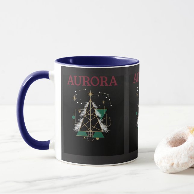 Caneca AURORA – Christmas Vector Mug for Winter Holidays (Com Donut)