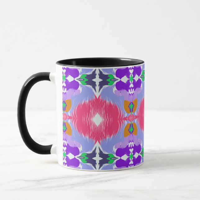 Caneca Aurora Vibrante Kaleidoscópio Floral Elétrico (Esquerda)