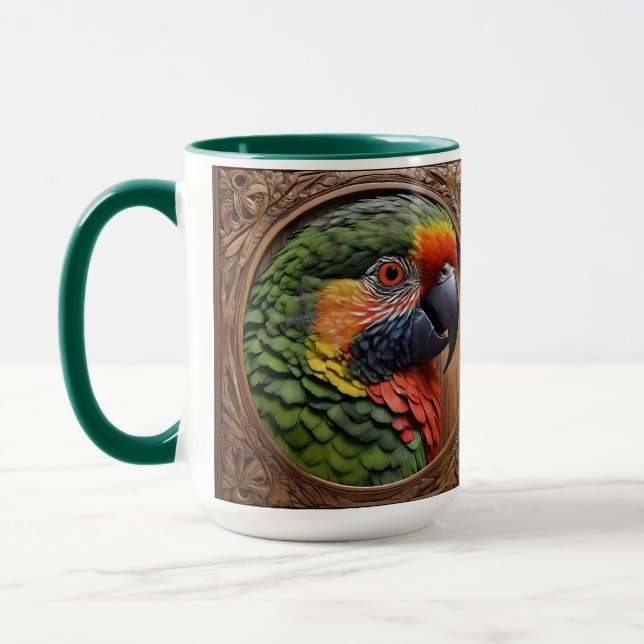 Caneca Aussie Spirit: Um Lorikeet Empoleirado Em Madeira  (Esquerda)