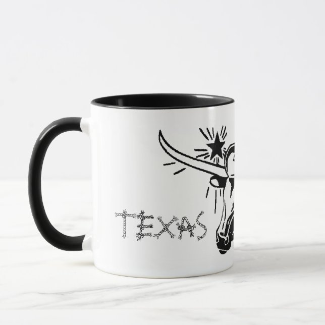 Caneca Austin Texas Longhorn Cerâmica Mug (Esquerda)