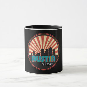 Caneca Austin Texas Tx City State Skyline Vintage Retro