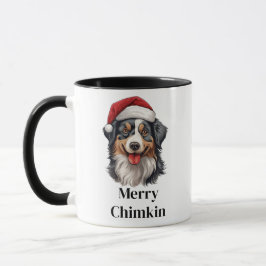 Caneca Australian Shepherd Chapéu de Papai Noel Natal Cac