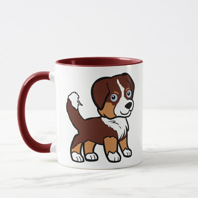 Caneca Australian Shepherd Red Tri Cartoon com Cauda (Esquerda)
