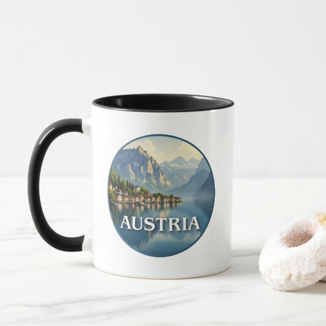 Caneca Áustria Hallstatt União Europeia (Com Donut)