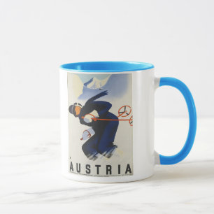 Caneca Áustria - poster austríaco das viagens vintage
