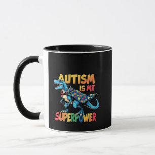 Caneca Autismo É Meu Superpoder Dinossauro Autismo Consci