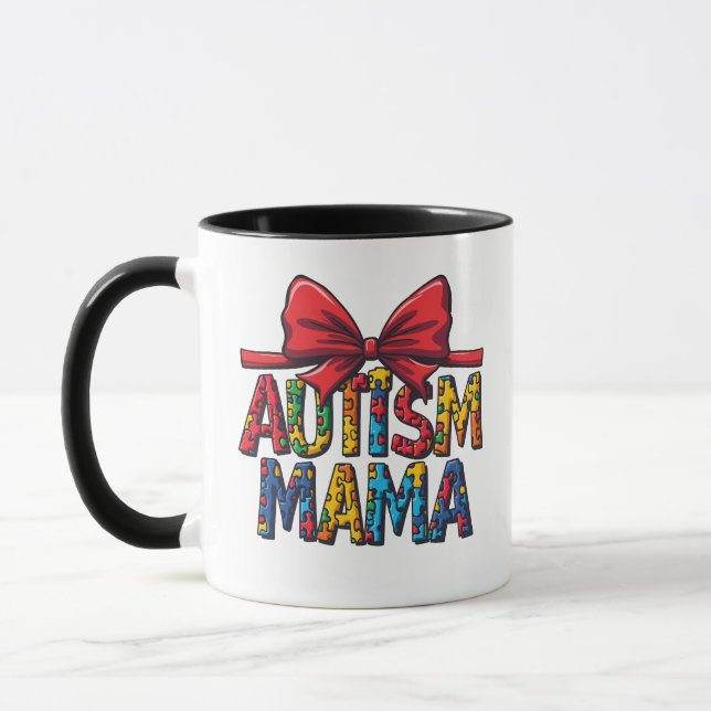 Caneca Autismo Mama Arco Coquette Mãe Autismo Consciência (Esquerda)