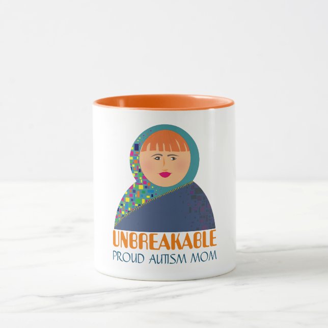 Caneca Autismo Orgulhoso Inseparável Mãe Café Único (Centro)
