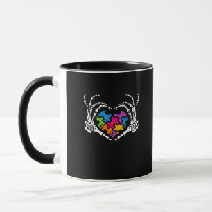 Caneca Autismo Sensibilização s Skeleton Quebra-cabeça de