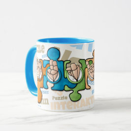 Caneca Autismus mit den Fingeralphabeten