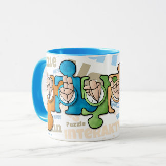 Caneca Autismus mit den Fingeralphabeten