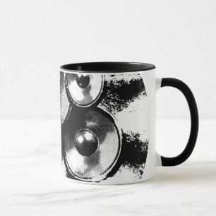 Caneca Auto-falantes de música branca e preta