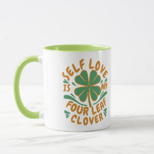 Caneca Autoamor Trevo de Quatro Folhas Motivacional