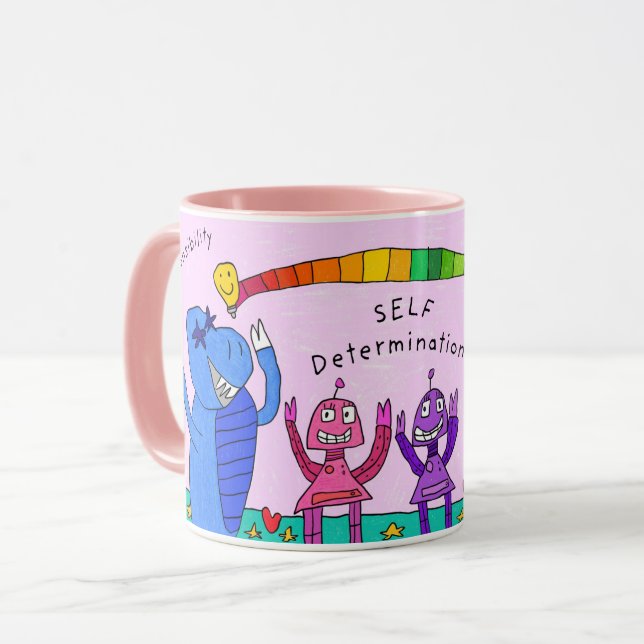Caneca "Autodeterminação na Casa da Diversão", Pink Mug (Frente Esquerda)