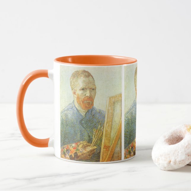 Caneca Autorretrato Diante do Cavalete, Vincent van Gogh (Com Donut)