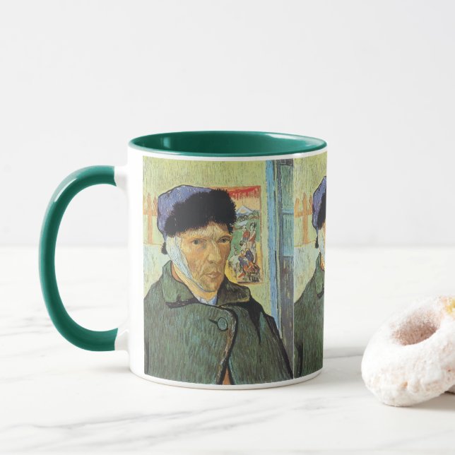 Caneca Autorretrato, Orelha Bandrada de Vincent van Gogh (Com Donut)