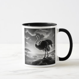 Caneca Autruche sur un rocher en savane.