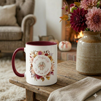 Caneca Autumn Dahlia Wreath Scripture Pumpkin