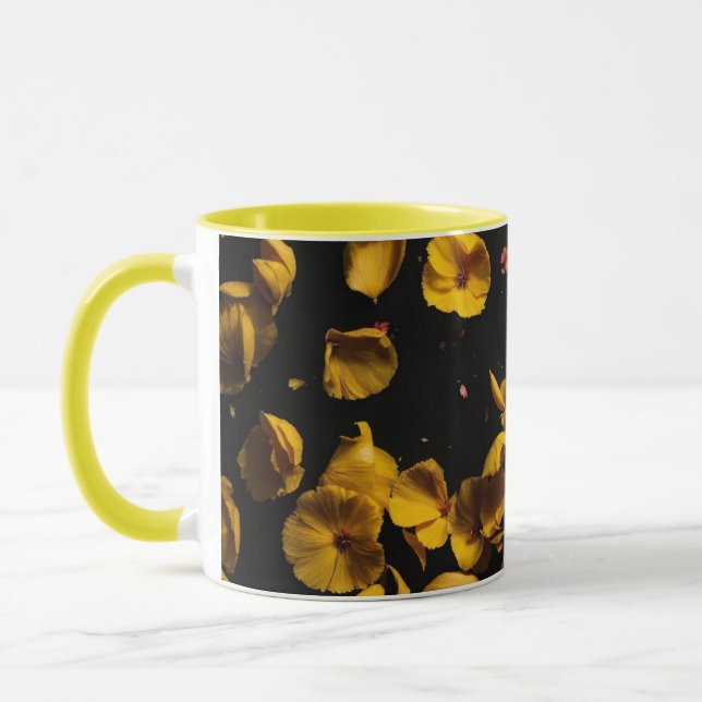 Caneca "Autumn Elegance: Mug Adorado com Flor Caindo (Esquerda)