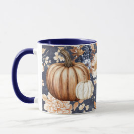 Caneca Autumn Fall Floral Pumpkin Mug