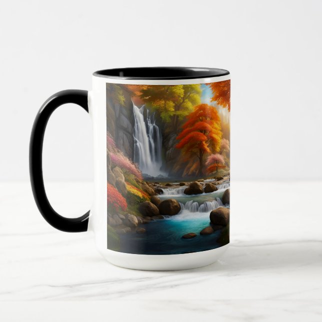 Caneca Autumn Landscape Waterfall (Esquerda)