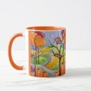 Caneca Autumn Landscape Whimsical Art