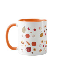 Autumn leaves and pumpkins illustration pattern