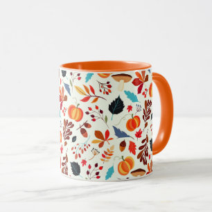 Caneca Autumn Pattern Mug Fall Folaves