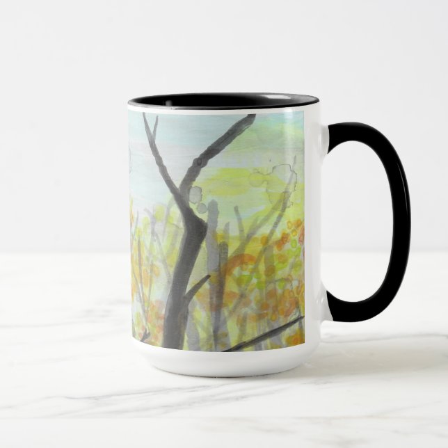 Caneca Autumn Raven serene tree Bird Nature Mugs (Direita)