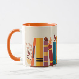 Caneca Autumn season cozy book stack Taza