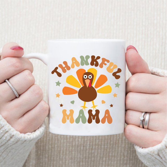Caneca Autumn Thankful Mama Cute Gobble Ação de Graças (Autumn Thankful Mama Cute Gobble Thanksgiving Mug)