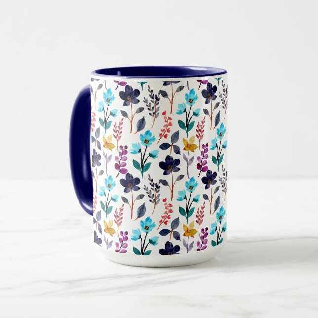 Caneca Autumn Wildflower Blue e Purple (Frente Esquerda)