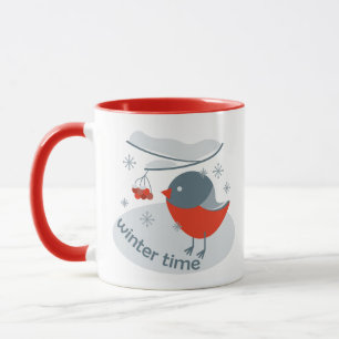 Caneca Ave-de-toucinho e bagas-de-corda-vermelha
