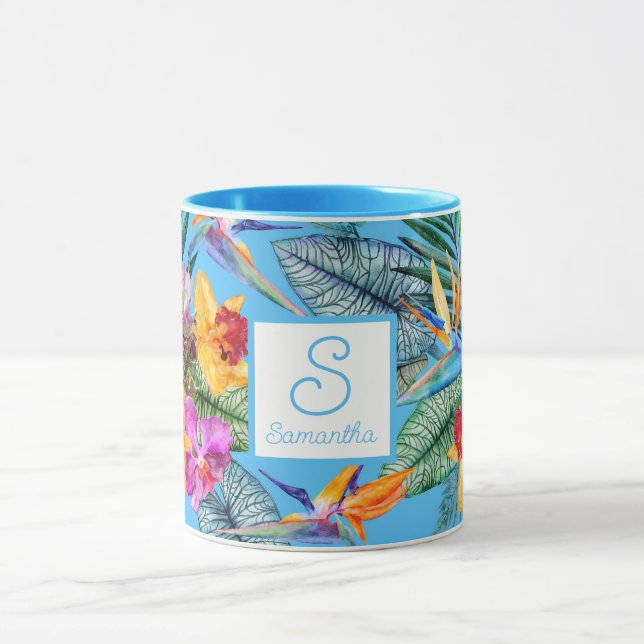 Caneca Ave do Paraíso e Orquídea Verão Azul (Centro)