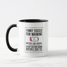 Caneca Avental de Futebol Divertido Alerta Bateria Baixa