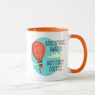 Caneca Aventura de Balões de Ar Quente Aguarda Mas Primei