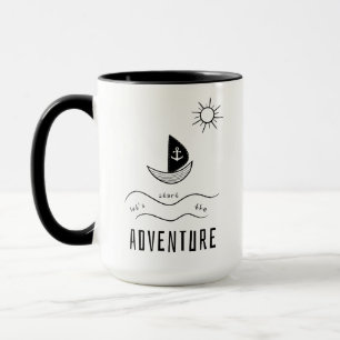 Caneca Aventura de Barco à Vela Minimalista