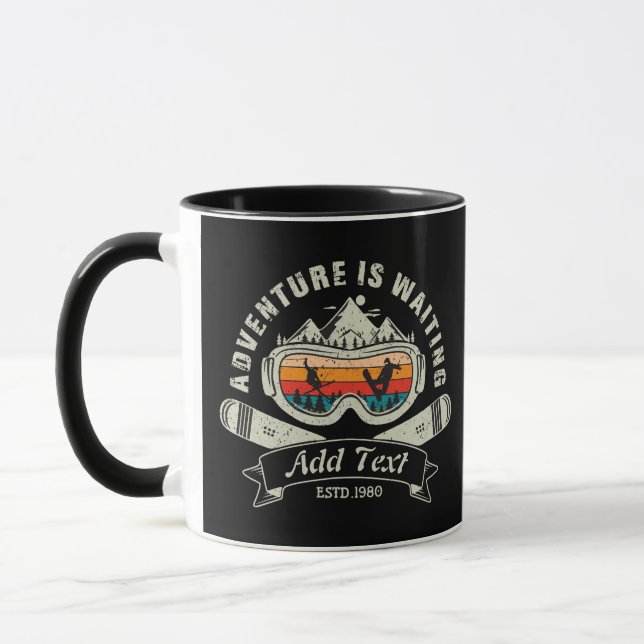 Caneca Aventura de Esqui Personalizada Retroativa (Esquerda)