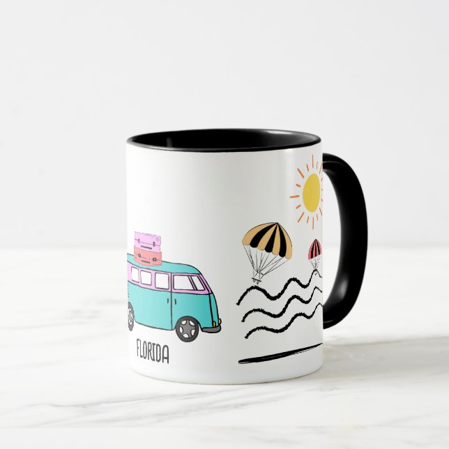 Caneca Aventuras Costeiras: Sun, Sea e Road Trips (Frente Esquerda)