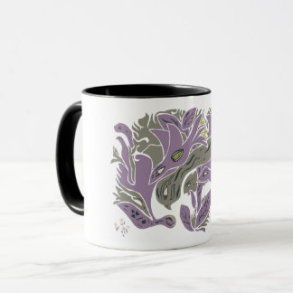 Caneca Aves Aestéticas emaranhadas TWArt 12-púrpura