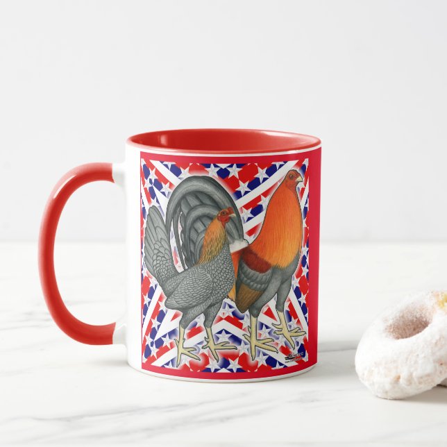 Caneca Aves de Briga Estrelas e Listras (Com Donut)