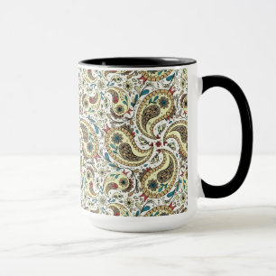 Caneca Aves de salsa, amarelas/castanhas e brancas