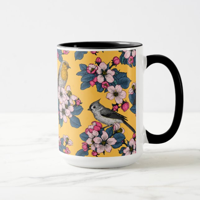 Caneca Aves e Blossomas em amarelo (Direita)