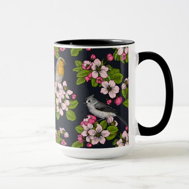 Caneca Aves e Blossomas em preto (Direita)