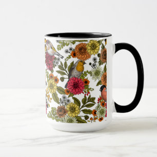 Caneca Aves e flores do jardim 1