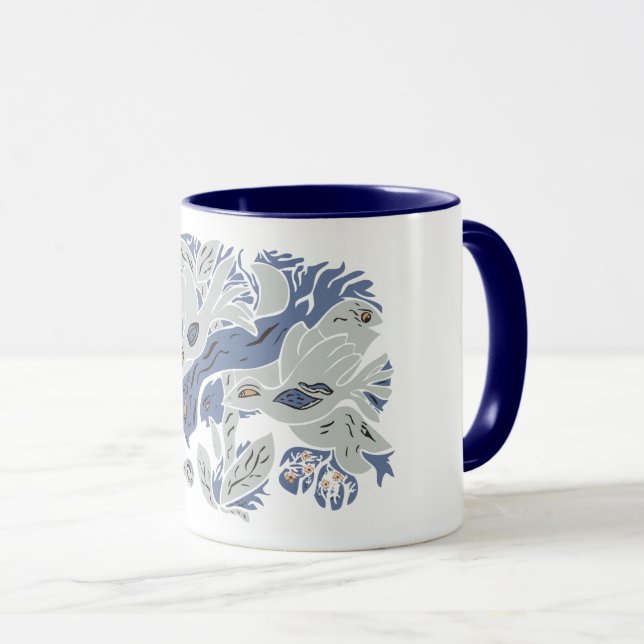 Caneca Aves estéticas emaranhadas TWArt 12-bluegray (Frente Esquerda)